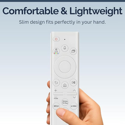 BN59-01391A Samsung TV Remote Control Replacement for Smart TV - Easy Setup, Universal Bluetooth/IR Voice Remote, Solarcell - Works with Samsung QLED, Frame, Crystal UHD, 4K, & LED Smart TVs, White