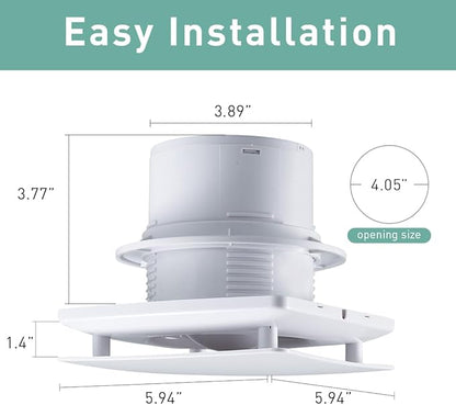 Hehou Bathroom Exhaust Automatic Fan for Wall and WIndow,Super Quiet 4 In Bathroom Motion Sensor and Delay Time Exhaust Fan with O Ring White 80 CFM Vent Fan
