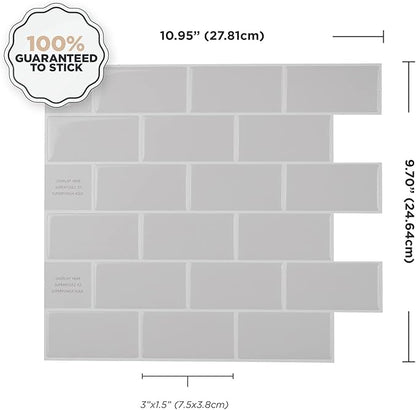 SMART TILES Peel and Stick Backsplash- 10 Sheets of 10.95" x 9.70" - 3D Adhesive Peel and Stick Tile Backsplash for Kitchen, Bathroom, Wall Tile, Cassandra