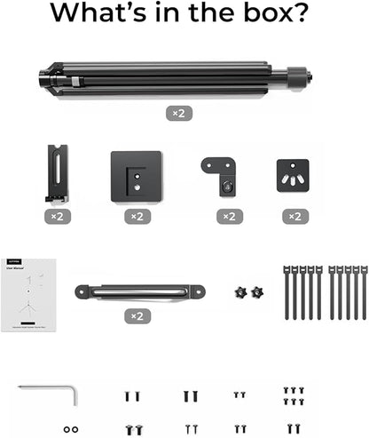 ULTIMEA 2-Pack Universal Height-Adjustable Speaker Stands, Black Floor Speaker Stand with 3KG Capacity, Extendable from 62cm to 93cm for Satellite Speakers, Steady 310