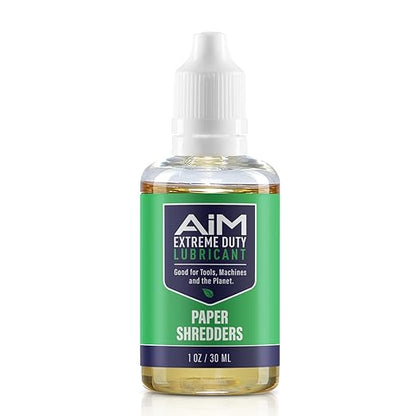 PlanetSafe Lubricants AiM Paper Shredder Oil/Lubricant - 1 oz - Reduces Friction & Noise, Keeps Blades Sharp, Water-Repellent - Ideal for Paper Shredders, Shredding, No Sheets - Made in The USA!