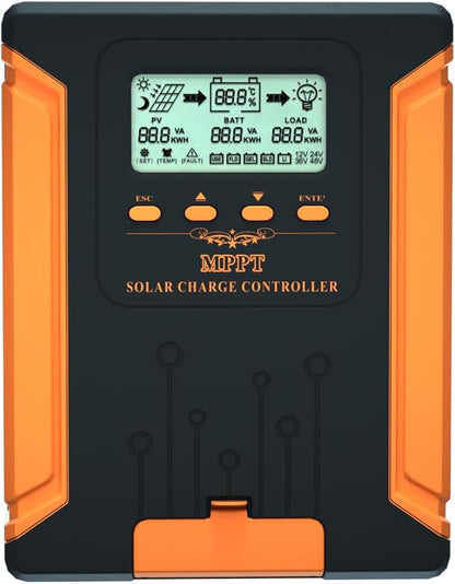 iSunergy 60A 180V MPPT Solar Charge Controller 12V/24V/36V/48V Auto, Heat-Dissipating Metal Housing, Dual Fans, and LCD Display, for LiFePO4, Gel, Lithium, SLD, FLD, and Ternary Battery