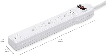 Amazon Basics Surge Protector Power Strip, 6-Outlet, 790 Joules, LED Indicator, 6ft Extension Cord, White