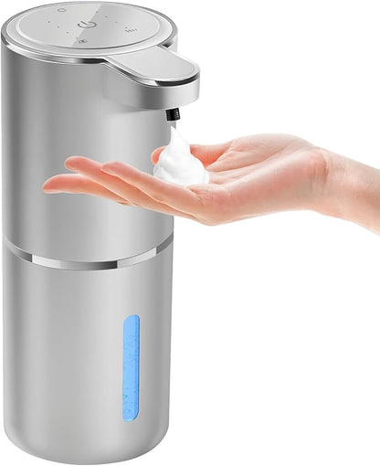 Automatic Foaming Soap Dispenser - Hand Free Pump Touchless Soap Dispenser USB Rechargeable Dispenser with 380ml, 4levels Adjustable Dispenser for Bathroom Kitchen