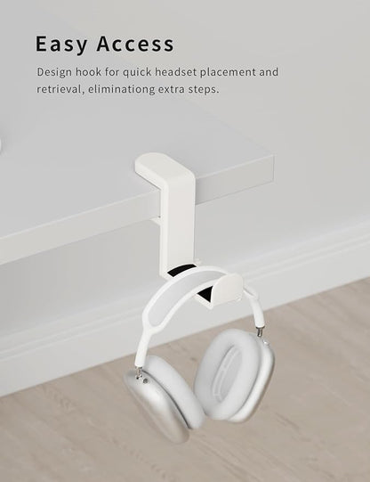 Celerion Headphone Hook - Under Desk Headphone Holder with 360-Degree Adjustable Rotation (Creamy White)