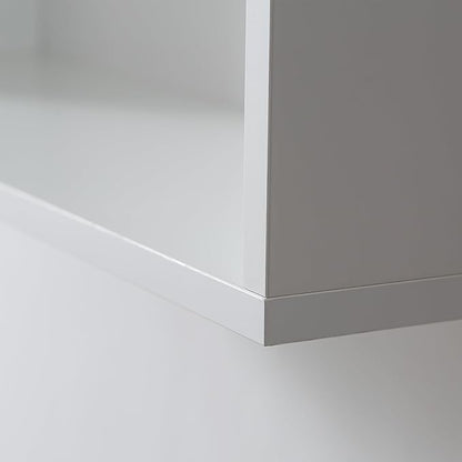 Modern Fluted Bathroom Wall Cabinet with Motion Sensor LED Light, White Over The Toilet Storage with Tissue Dispenser, Soft-Close Hanging Medicine Cabinet with Adjustable Shelves & Open Rack