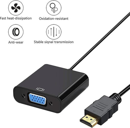 HDMI to VGA Adapter 2 Pack, Gold-Plated HDMI to VGA Converter (Male to Female), Compatible for Computer, Laptop, PC, Monitor, Projector, HDTV, Chromebook, Raspberry Pi, Roku, Xbox and More