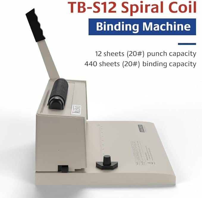 TruBind Coil Binding Machine with Electric Coil Inserter | Manually Punch up to 12 Sheets | 440 Sheet Bind Capacity with 4:1 Pitch | 2-Year Warranty | Heavy-Duty Coil Crimping Pliers Included