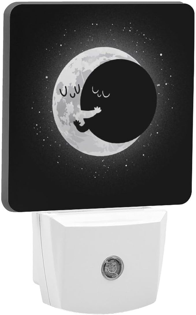 Cute Lunar Eclipse Night Light, Plug into Wall Decor Nightlights for Bedroom, Bathroom, Hallway, Kitchen, with Dusk to Dawn Light Auto Sensors LED Night Lights for Boys Girls Women Men Room Gifts