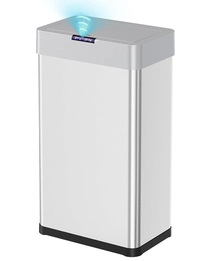 TLSUNNY 18.5 Gallon Motion Sensor Trash Can,Touchless Automatic Garbage Can,Brushed Stainless Steel Smart Bin,with Bag Holder,Soft Close Lid,for Kitchen,Office,RV,Bedroom,Living Room (Silver, 70L)