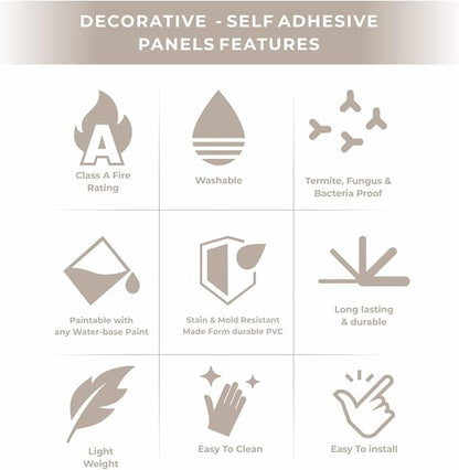 From Plain To Beautiful In Hours 9004 Depth Tier PVC 12 in x 12 in Peel and Stick Wall Panels (Covers / 10 sq.ft), Rodeo Dust, 10 Piece