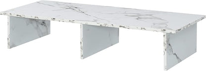 Convenience Concepts Designs2Go Wide TV Riser 42", for TVs up to 46" - Contemporary TV or Computer Riser for Living Room, Modern Office, Den, White Faux Marble