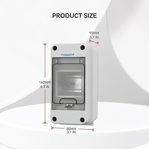 MOLLOM 3 Way Circuit Breaker MCB Distribution Protection Box with DIN Rail, IP65 Waterproof,for Indoor and Outdoor