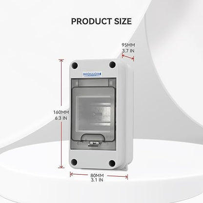 MOLLOM 3 Way Circuit Breaker MCB Distribution Protection Box with DIN Rail, IP65 Waterproof,for Indoor and Outdoor