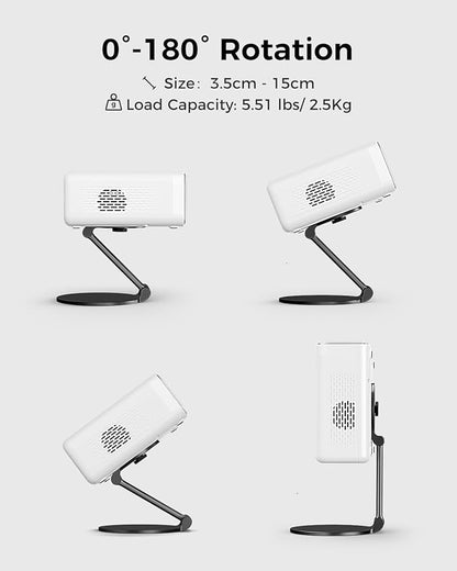 Aurzen Projector Foldable Stand, Ultra-Compact with Easy Setup, 180° Rotation, Compatible with TMY, HAPPRUN, Yaber, Epson & Most Projectors (¼-Inch Screw, Only Stand)