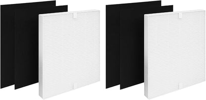 Nispira (2) True HEPA (4) Activated Carbon Replacement Filter Compatible with Coway Airmega 200M Air Purifier AP-1518R, Mighty Air AP-1512HH, 2 Sets