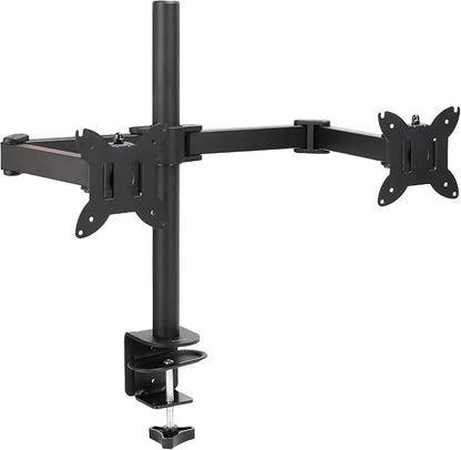 Amazon Basics Adjustable Dual Computer Monitor Arm Mount, Holds up to 32" Monitors, Black