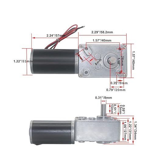BRINGSMART A58SW31ZY 12V 470rpm DC Worm Gear Motor 3.4kg.cm Self-Locking Reversed Mini Turbine Geared Motor for DIY Robot Rotating Table Door Lock Curtain Machine (12V 470rpm)