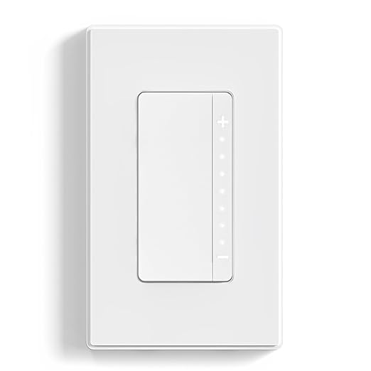 ELEGRP Dimmer Switch, Digital Dimmer Light Switch for LED Lights 150W, INC/HAL 450W, Single Pole LED Dimmer Switch, Needs Neutral Wire, Wall Plate Included, UL Listed, 1 Pack, Matte White