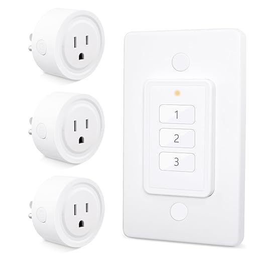 LoraTap 656ft Wireless Wall-Switch: Remote Control Outlet 3 Pack — Lights & Small Appliances — No Wiring —1 Remote for 3 Plugs