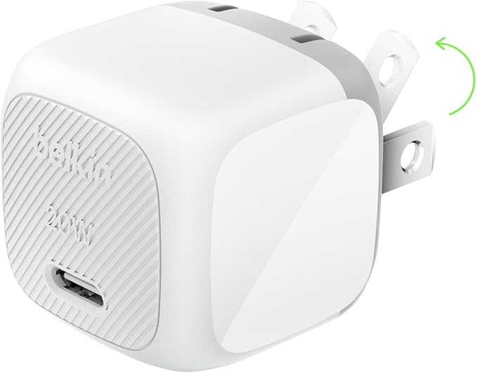 Belkin USB C Charger Block 20W, Fast Charging Block, Type C Wall Charger, Compatible w/Apple iPhone 17, Air, Pro, AirPods, Apple Watch, Samsung Galaxy S25, Google Pixel 10, iPad,etc - White