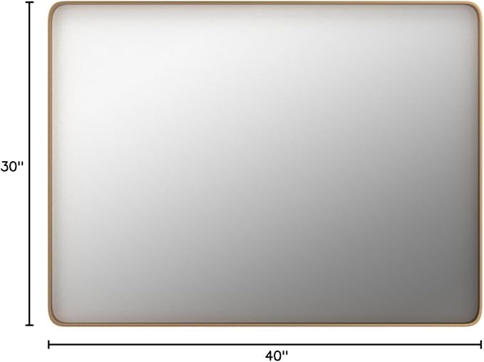 LOAAO 40”X30” Gold Bathroom Mirror, Rounded Rectangle Gold Frame Mirror, Brushed Gold Bathroom Vanity Mirror Wall-Mounted, Anti-Rust, Tempered Glass, Hangs Horizontally or Vertically