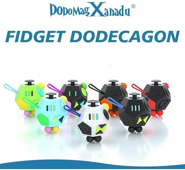 Fidget Dodecagon –12-Side Fidget Toys Cube Relieves Stress and Anxiety Anti Depression Travel Toy Christmas Stocking Stuffers Gifts for Children and Adults（A5 Black）