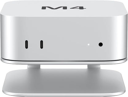 AKKYAJAURE Mac mini M4 Dock Stand, Aluminum Desktop Stand Mount for New Mac mini M4 and M4 Pro, Improved Cooling, Easy Power Button Access & Desk Organization – Essential Mac mini M4 Accessories