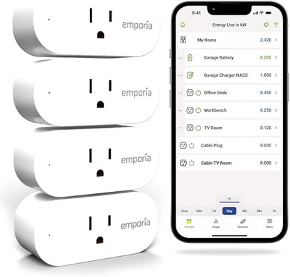 Emporia Energy Monitor with 16 Sensors + 4 Smart Plugs Super Bundle - Whole Home Electricity Usage Tracking & Real-Time Control - Supports Solar Net Metering - Works with iOS, Android, Alexa