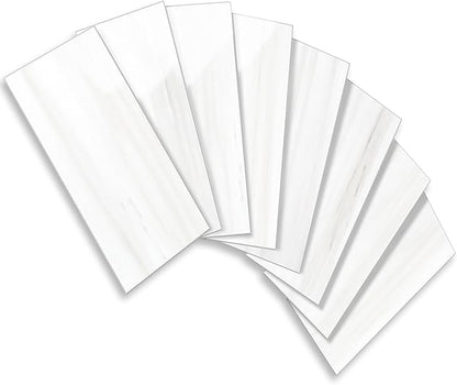 Vamos Tile 4-Piece Glossy Dolomite White Peel and Stick Backsplash Tile,3''x6'' PVC Subway Tile with White Grout, Stick on Backsplash for Kitchen/Bathroom/Fireplace