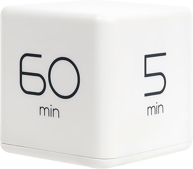 mooas Cube Timer (White), Timers Cube Flip Block Timers Productivity Gravity Sensor Time Management for Kids ADHD Classroom Kitchen Desk Workout Cooking Study 5, 15, 30, 60 min Timer Setting
