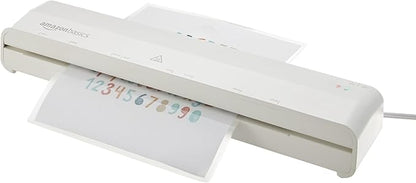 Amazon Basics 12 inch Thermal Laminator Machine, 1 Min Warm-Up, Home/Office/School Use, 20 Pouches Included, White