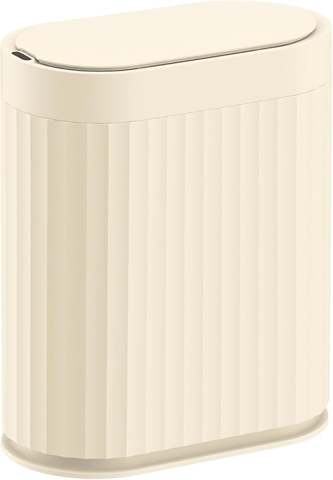 ELPHECO 2 Gallon Sensor Trash Can - 7.5L Waterproof Motion Sensor Trash Can, Automatic Bathroom Trash Bin, Slim Garbage Can, Bathroom, Office, Bedroom, Beige
