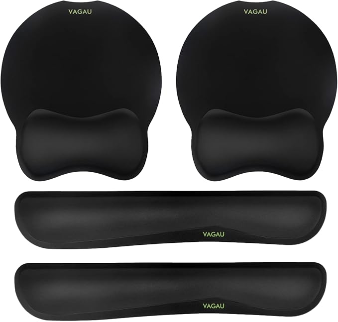 VAGAU Premium Keyboard Wrist Rest and Mouse Pad Wrist Support, Ergonomic Memory Foam Set for Office, Laptop, Mac, Computer and Gaming, Comfortable Typing &Wrist Pain Relief (2 Pack)