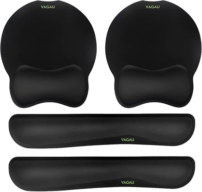 VAGAU Premium Keyboard Wrist Rest and Mouse Pad Wrist Support, Ergonomic Memory Foam Set for Office, Laptop, Mac, Computer and Gaming, Comfortable Typing &Wrist Pain Relief (2 Pack)