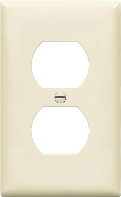 ENERLITES Duplex Receptacle Outlet Wall Plate, Midway Size 1-Gang 4.88" x 3.11", Unbreakable Polycarbonate Thermoplastic, 8821M-LA, Light Almond
