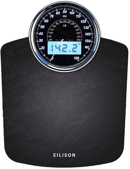 EILISON Highly Advance 2-in-1 Digital & Analog Weighing Scale for Body Weight-400lbs, 4 High Precison GX Sensor Accurate, Thick Tempered Glass, Extra Large Display (red) (New Black)