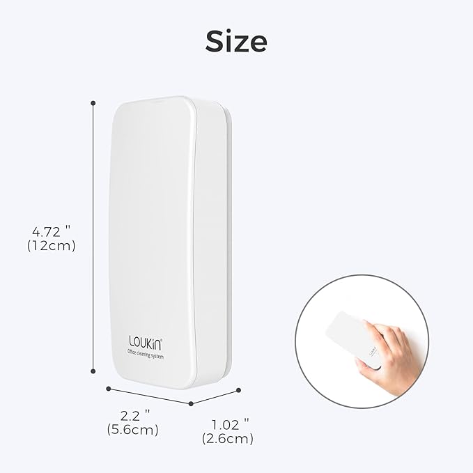 loukin Magnetic Dry Erase Eraser, Whiteboard Eraser, Glass Board Remover, 3.4 fl oz Whiteboard Cleaner Included, for Classroom, Home and Office Use (White)