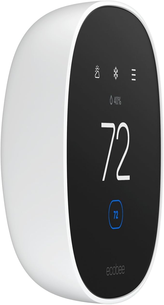 ecobee Smart Thermostat Essential - Energy Star Certified programmable Wi-Fi Thermostat - Works with Siri, Alexa, and Google Assistant