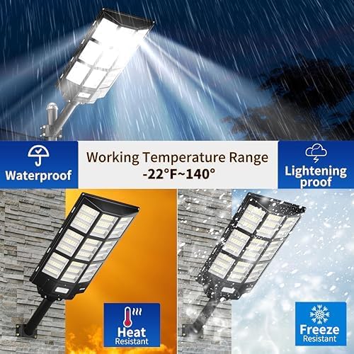 Ofuray Of-7200W Solar Street Light Outdoor-3000K/4000K/6500K Outdoor Security Flood Light,IP67 Solar Parking Lot Lights Commercial Dusk to Dawn with Remote Control for Yard,Residential