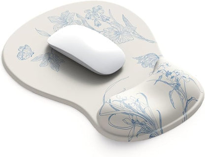 ErgoComfort Gel Wrist Rest Mouse Pad-Ergonomic Office Mousepad with Wrist Support-Non-Slip, Design Desk Accessories Mat for Home&Game Decor (08FloraBliss)