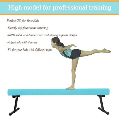 Adjustable&Foldable Gymnastics Balance Beam,6FT/8ft High-Low Level Floor Gymnastic Beam,No Tool Require, Gym Equipment for for Kids Children Girls Home Training