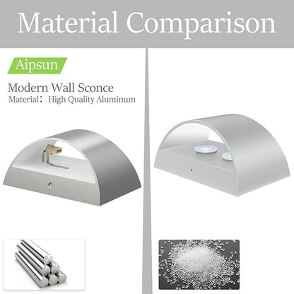 Aipsun 4 Pack Nickel Modern LED Wall Sconce Hardwired Indoor Wall Lights Up and Down Wall Mount Light for Living Room Bedroom Hallway Corridor Conservatory Warm White 3000K(with G9 Bulbs)
