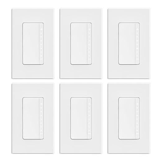 ELEGRP Dimmer Switch, Digital Dimmer Light Switch for LED Lights 150W, INC/HAL 450W, 3 Way LED Dimmer Switch, Needs Neutral Wire, Wall Plate Included, UL Listed, 6 Pack, Matte White