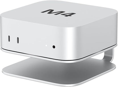 AKKYAJAURE Mac mini M4 Dock Stand, Aluminum Desktop Stand Mount for New Mac mini M4 and M4 Pro, Improved Cooling, Easy Power Button Access & Desk Organization – Essential Mac mini M4 Accessories
