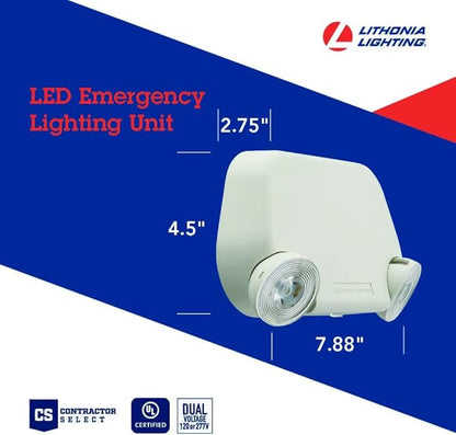 Lithonia Lighting Basics Low Profile Emergency Light, LED Emergency Lights for Business, Ceiling or Wall mount, White Thermoplastic, 120/277V Dual Voltage, Remote Capacity (EU2L REM M12)