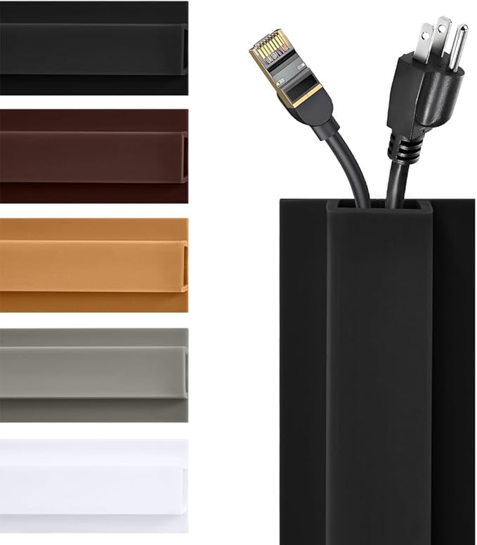 Rubber Bond TV Cord Hider Cable Protector - Strong Self Adhesive Wall Cord Cover Cable Hider - Low Profile Cable Management Wall Cord Concealer Cable Raceway