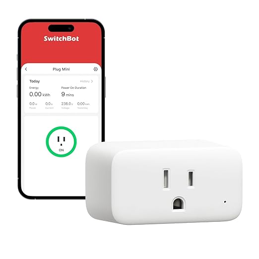 【2025 New】 SwitchBot Smart Plug Mini 15A(1 Pack), Energy Monitor, Smart Home WiFi(2.4GHz) & Bluetooth Outlet, Compatible with Alexa & Google Home, APP Remote Control & Timer Function, No Hub Required