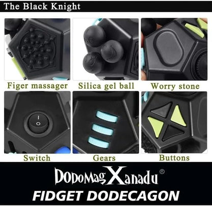 Fidget Dodecagon –12-Side Fidget Toys Cube Relieves Stress and Anxiety Anti Depression Travel Toy Christmas Stocking Stuffers Gifts for Children and Adults（A5 Black）