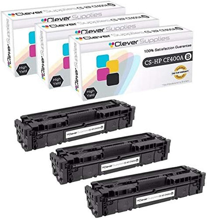 CS Replacement Toner Cartridge Compatible with HP 201A CF400A Black Pro M252dw M252n MFP M277dw MFP M277n M252 M252dw 3 Set